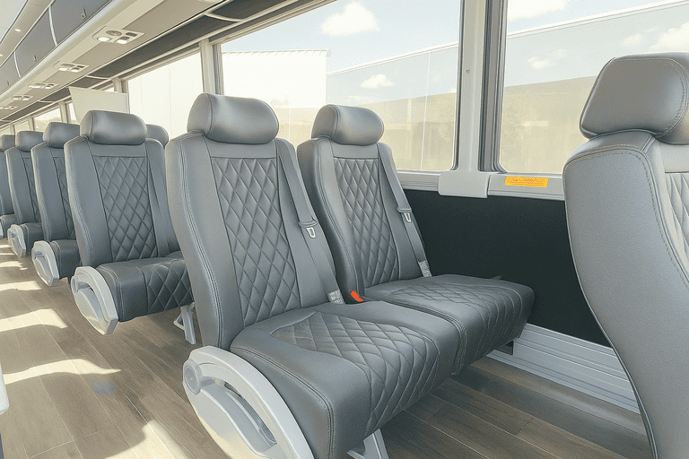 interior of Round Rock Shuttle Bus Rentals charter bus